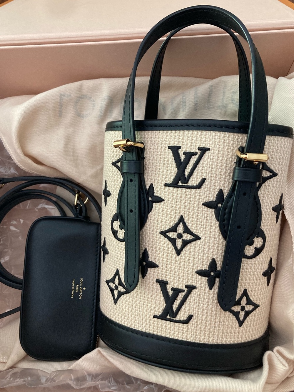 Louis Vuitton By The Pool Nano Bucket Tote Cream and Black